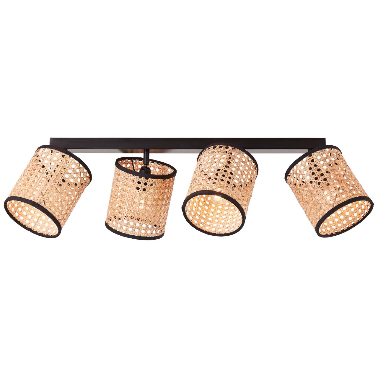 BRILLIANT Lampe, Wiley Spotbalken 4flg holz hell/schwarz, 4x D45, E14, 42W, K&ouml;pfe schwenkbar 