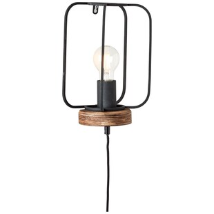 BRILLIANT Lampe, Tosh Wandleuchte mit Zuleitung antik holz/schwarz korund, 1x A60, E27, 40W, Holz aus nachhaltiger Waldwirtschaft (FSC) 