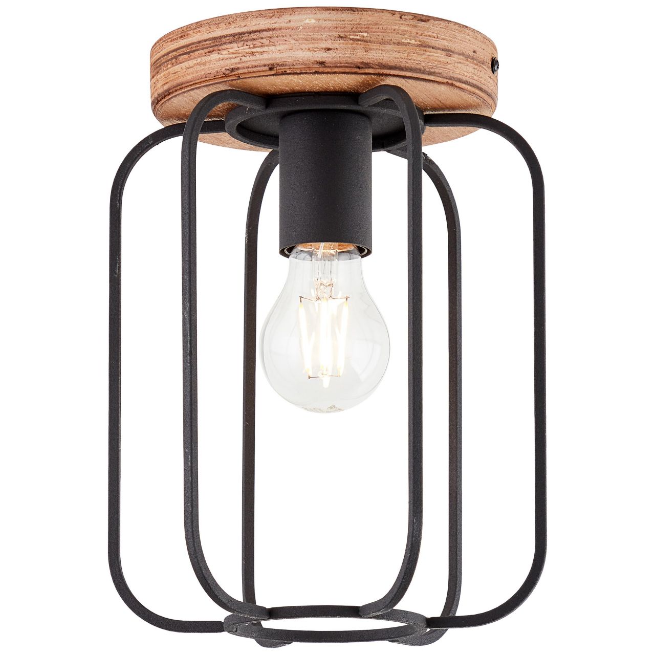BRILLIANT Lampe, Tosh Deckenleuchte 20cm antik holz/schwarz korund, 1x A60, E27, 40W, Holz aus nachhaltiger Waldwirtschaft (FSC) 