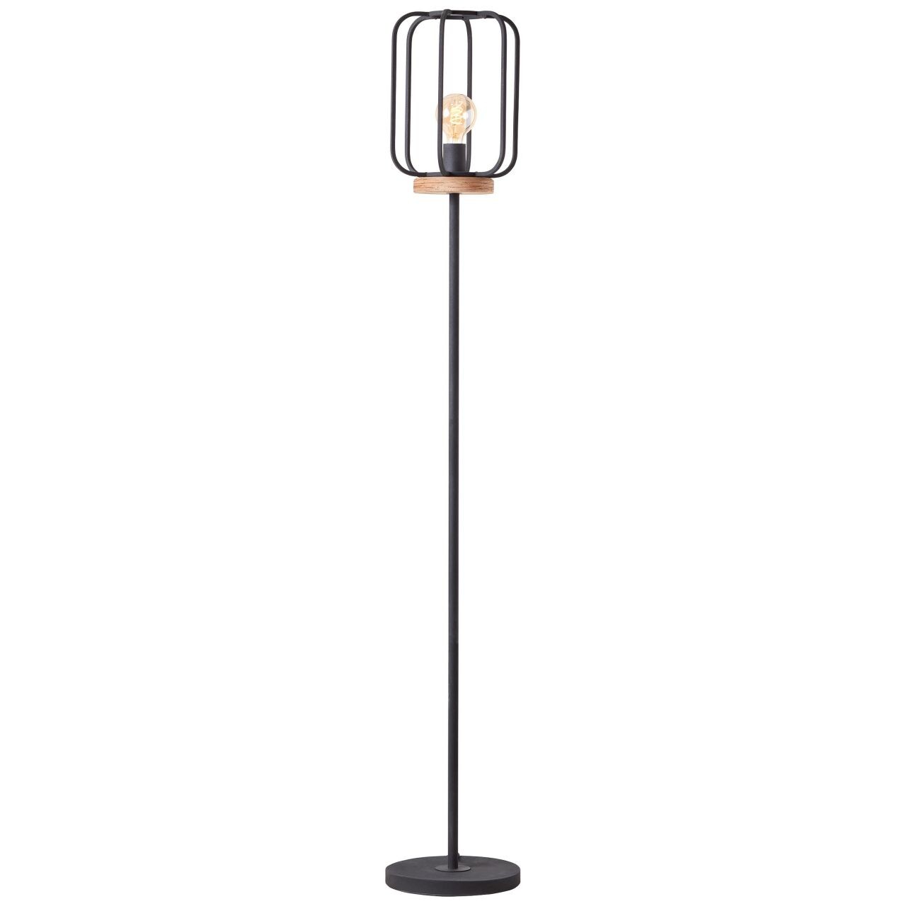 BRILLIANT Lampe, Tosh Standleuchte 1flg antik holz/schwarz korund, 1x A60, E27, 40W, Holz aus nachhaltiger Waldwirtschaft (FSC) 