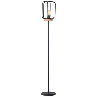 BRILLIANT Lampe, Tosh Standleuchte 1flg antik holz/schwarz korund, 1x A60, E27, 40W, Holz aus nachhaltiger Waldwirtschaft (FSC) 