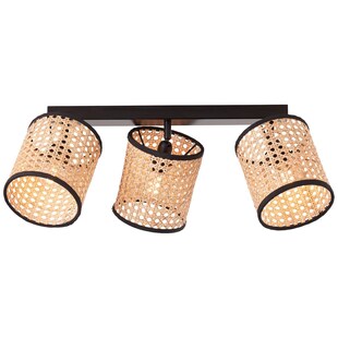 BRILLIANT Lampe, Wiley Spotbalken 3flg holz hell/schwarz, 3x D45, E14, 60W, Köpfe schwenkbar 