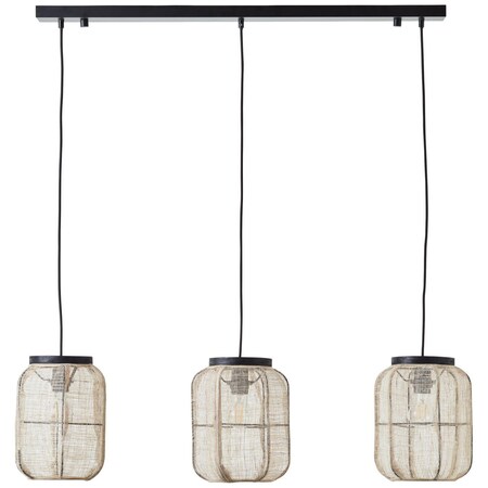 BRILLIANT Lampe, Tannah Pendelleuchte 3flg schwarz/natur, 3x A60, E27, 52W,  Kabel kürzbar / in der Höhe einstellbar bei Marktkauf online bestellen
