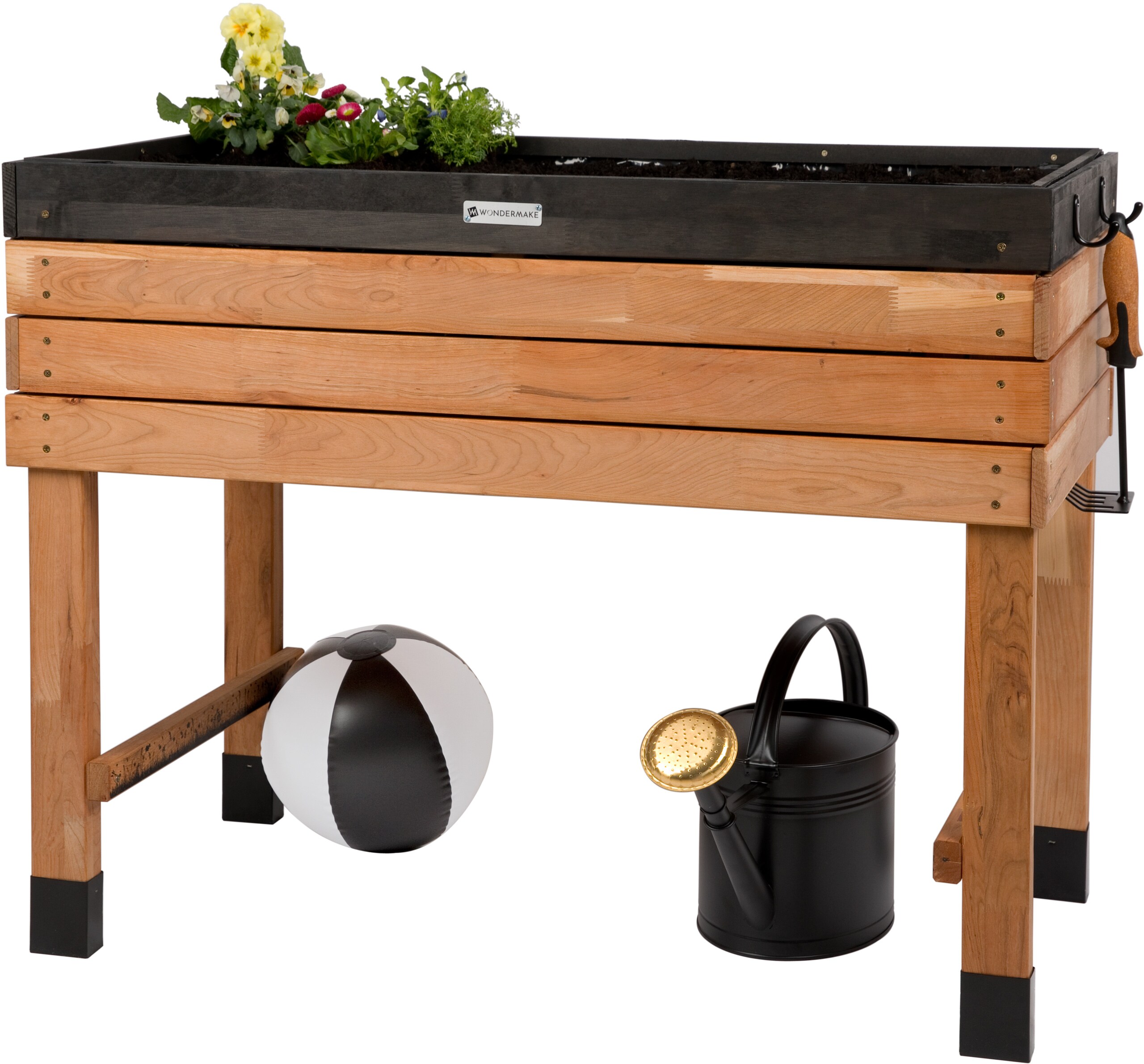 WONDERMAKE&reg; Gro&szlig;es Hochbeet aus Kirschbaum Holz f&uuml;r Garten Balkon Terrasse, Pflanzkasten Bausatz XL hochwertig rechteckig mit Innen-Folie, Kr&auml;uterbeet Pflanzenkasten deko, dunkel-braun schwarz 