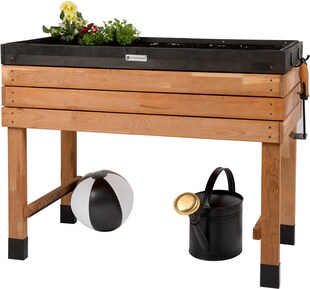 WONDERMAKE® Großes Hochbeet aus Kirschbaum Holz für Garten Balkon Terrasse, Pflanzkasten Bausatz XL hochwertig rechteckig mit Innen-Folie, Kräuterbeet Pflanzenkasten deko, dunkel-braun schwarz 