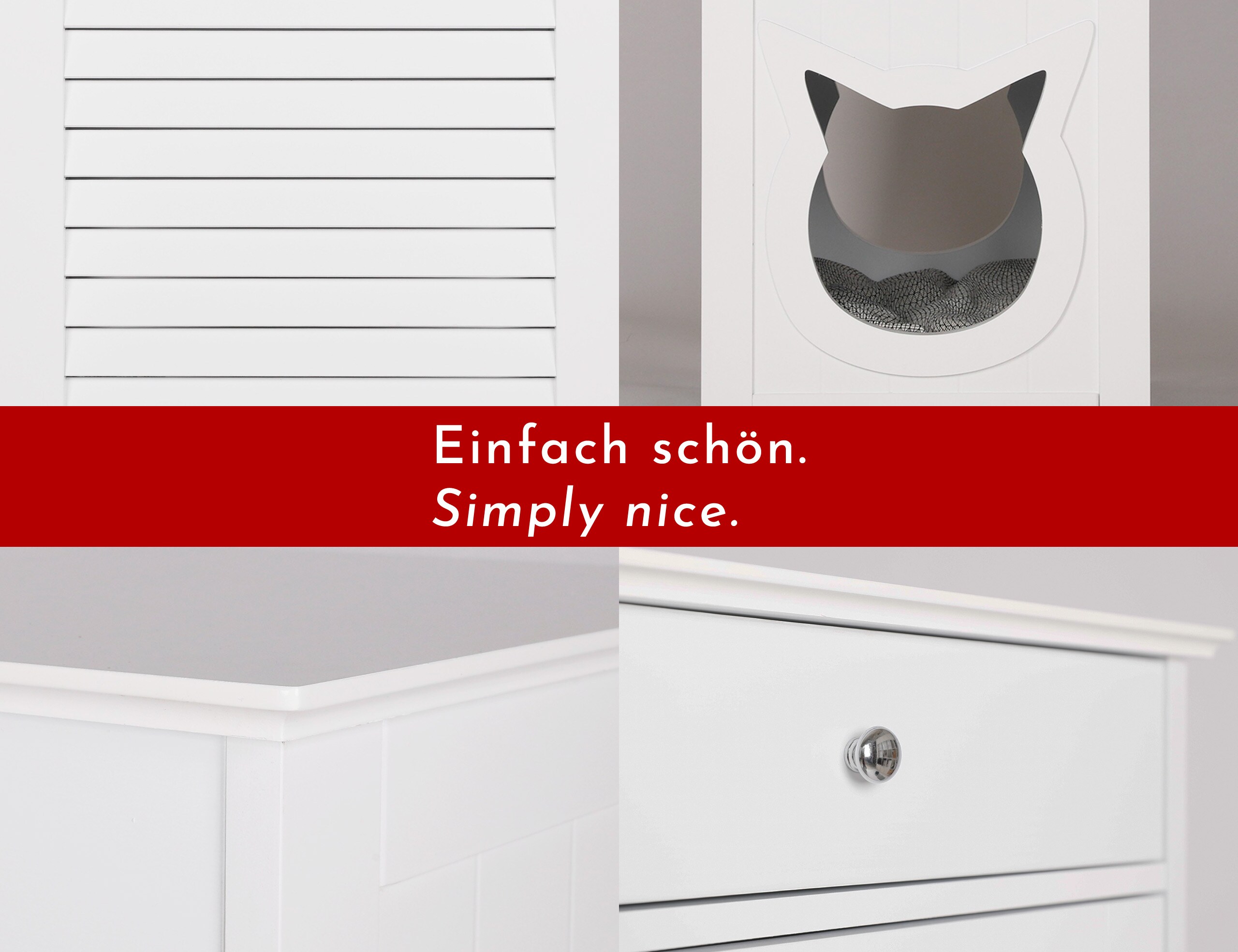 WONDERMAKE Katzenschrank fr Katzentoilette gro hoch aus Holz, Katzenklo- Schrank Kommode mit Schublade und Tr geschlossen, Design Katzen-Haus  Toilette Klo XL, 51 x 46 x 96 cm, wei bei Marktkauf online bestellen