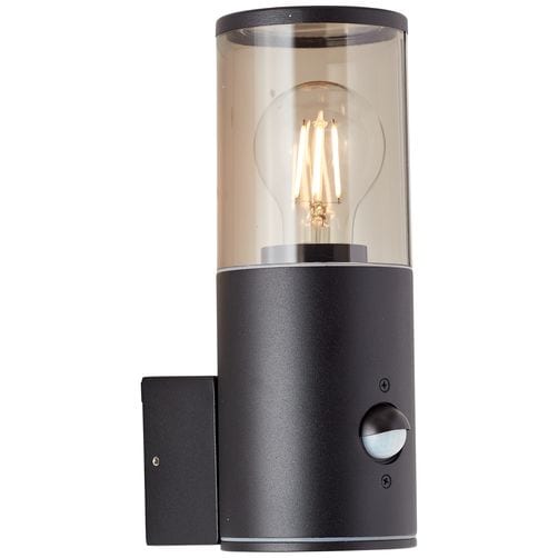 BRILLIANT Sergioro Au&szlig;enwandleuchte Bewegungsmelder schwarz matt | 1x A60, E27, 20W, geeignet f&uuml;r Normallampen (nicht enthalten) 