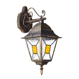 Brilliant Janel Außenwandleuchten – 1 Stück Außenlampe Hängend Schwarz Gold, IP44, E27 Fassung (Leuchtmittel nicht inkl.), Dimmbar, Wetterfest für Garten, Terrasse & Eingang 