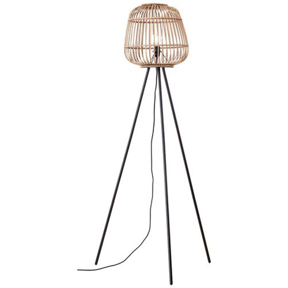 BRILLIANT Nikka Standleuchte dreibeinig schwarz/natur | 1x A60, E27, 40W, geeignet f&uuml;r Normallampen (nicht enthalten) - Bild 1