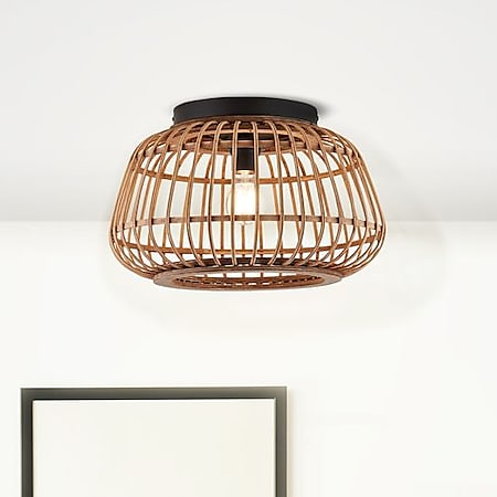 BRILLIANT Nikka Deckenleuchte 40cm schwarz/natur | 1x A60, E27, 40W,  geeignet für Normallampen (nicht enthalten) bei Marktkauf online bestellen | Deckenlampen