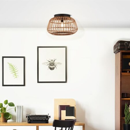BRILLIANT Nikka Deckenleuchte 40cm schwarz/natur E27, A60, für online Normallampen bei bestellen geeignet 40W, enthalten) Marktkauf 1x (nicht 