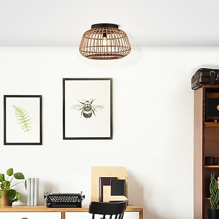 BRILLIANT Nikka Deckenleuchte 40cm schwarz/natur | 1x A60, E27, 40W,  geeignet für Normallampen (nicht enthalten) bei Marktkauf online bestellen