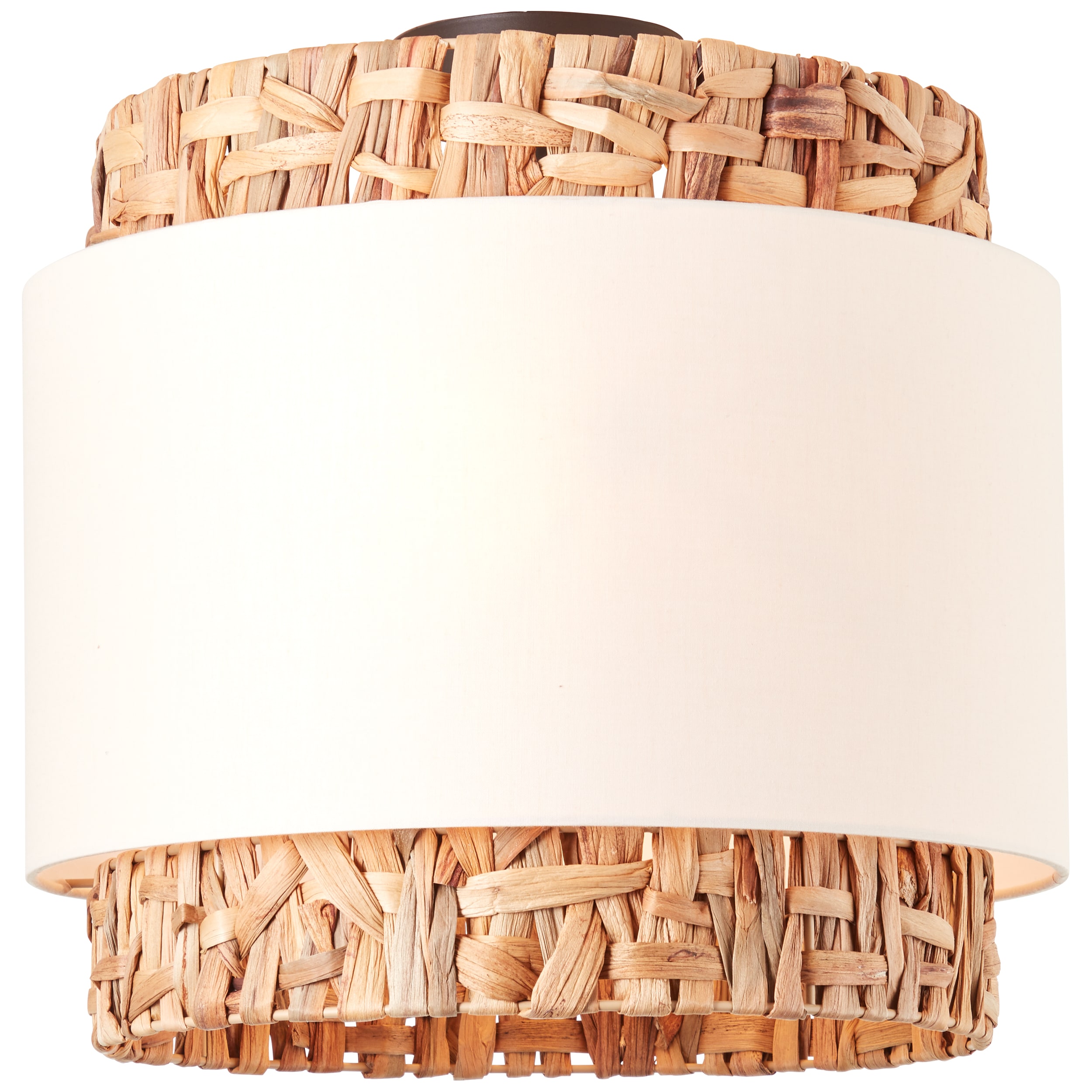 Brilliant Waterlilly Deckenleuchte 35cm natur/wei&szlig;, Textil/Wasserhyazinthe/Metall, 2x A60, E27, 60 W 