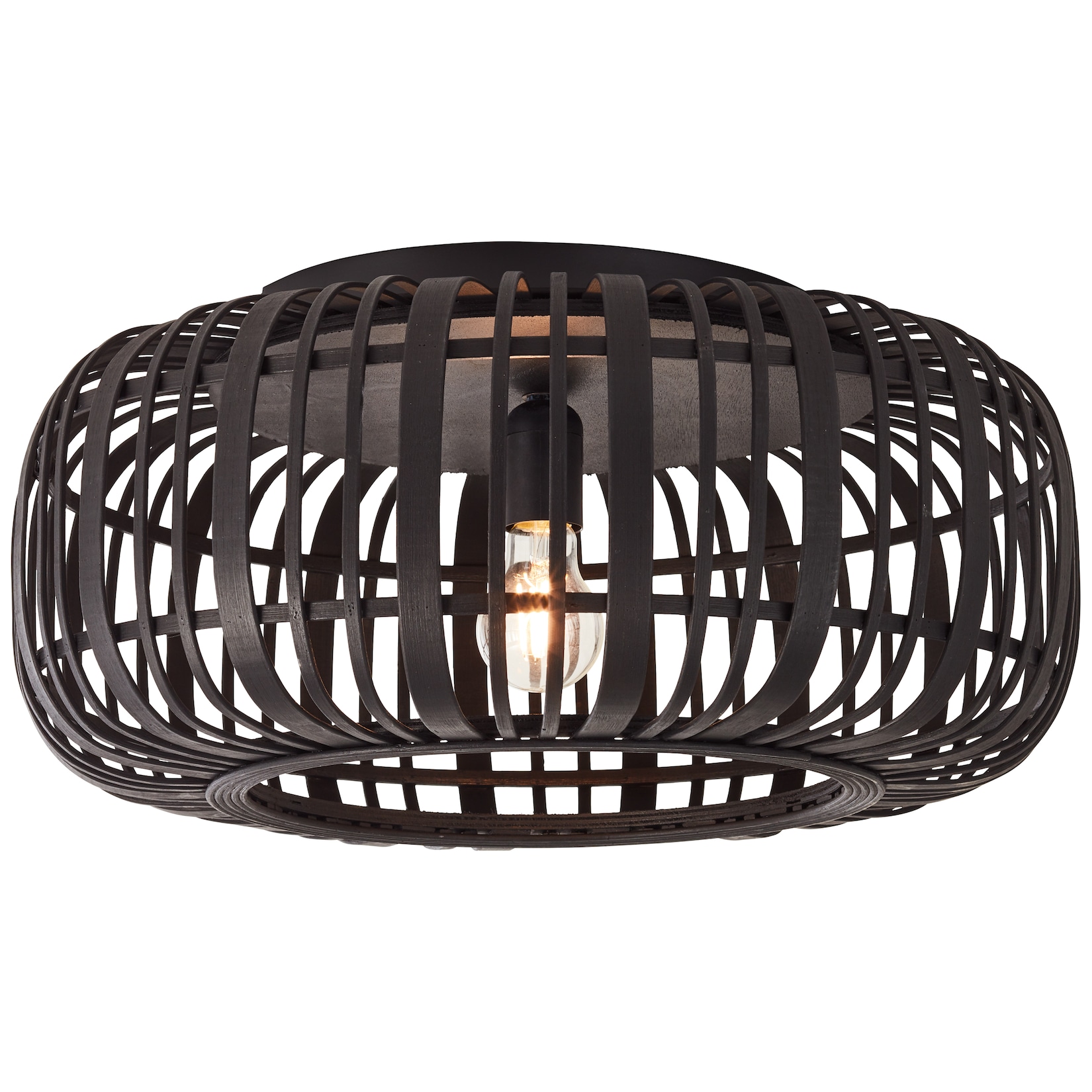 Brilliant Woodrow Deckenleuchte 51cm holz dunkel/schwarz , Metall/Bambus , 1x A60 , E27 , 60 W