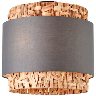 Brilliant Waterlilly Deckenleuchte 35cm grau/beige, Textil/Wasserhyazinthe/Metall, 2x A60, E27, 60 W 