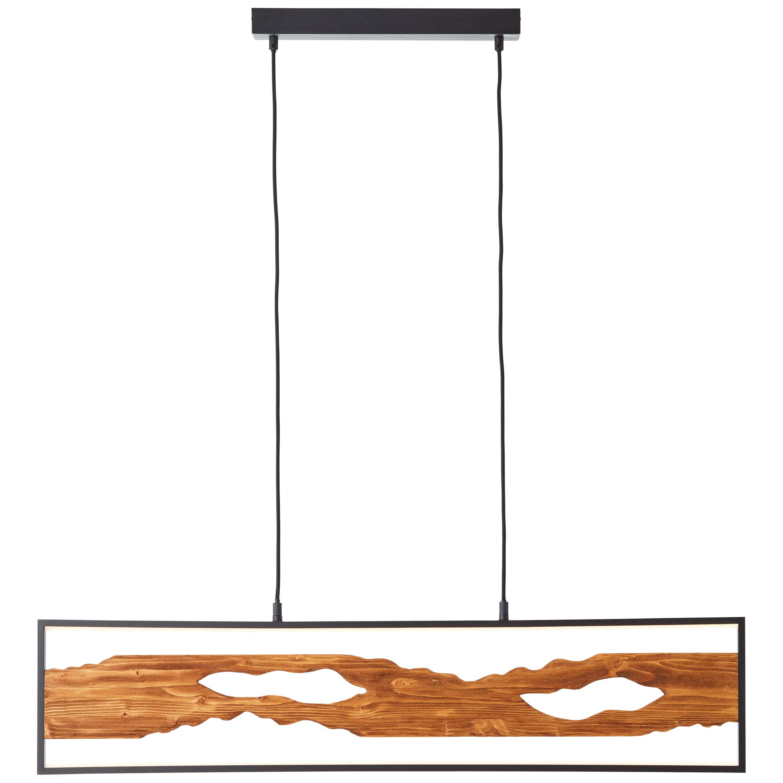 Brilliant Chaumont LED Pendelleuchte 100cm schwarz/holz, Aluminium/Metall/Holz, 1x LED integriert, 20 W , (Lichtstrom: 2300lm, Lichtfarbe: 3000K) 