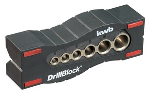 kwb Bohrhilfe / Bohrlehre Ø 44899 mm DrillBlock für rechtwinklige / gerade u. präzise Bohrungen auf Oberflächen, Rundmaterialien und Kanten inkl. Grip-Points 