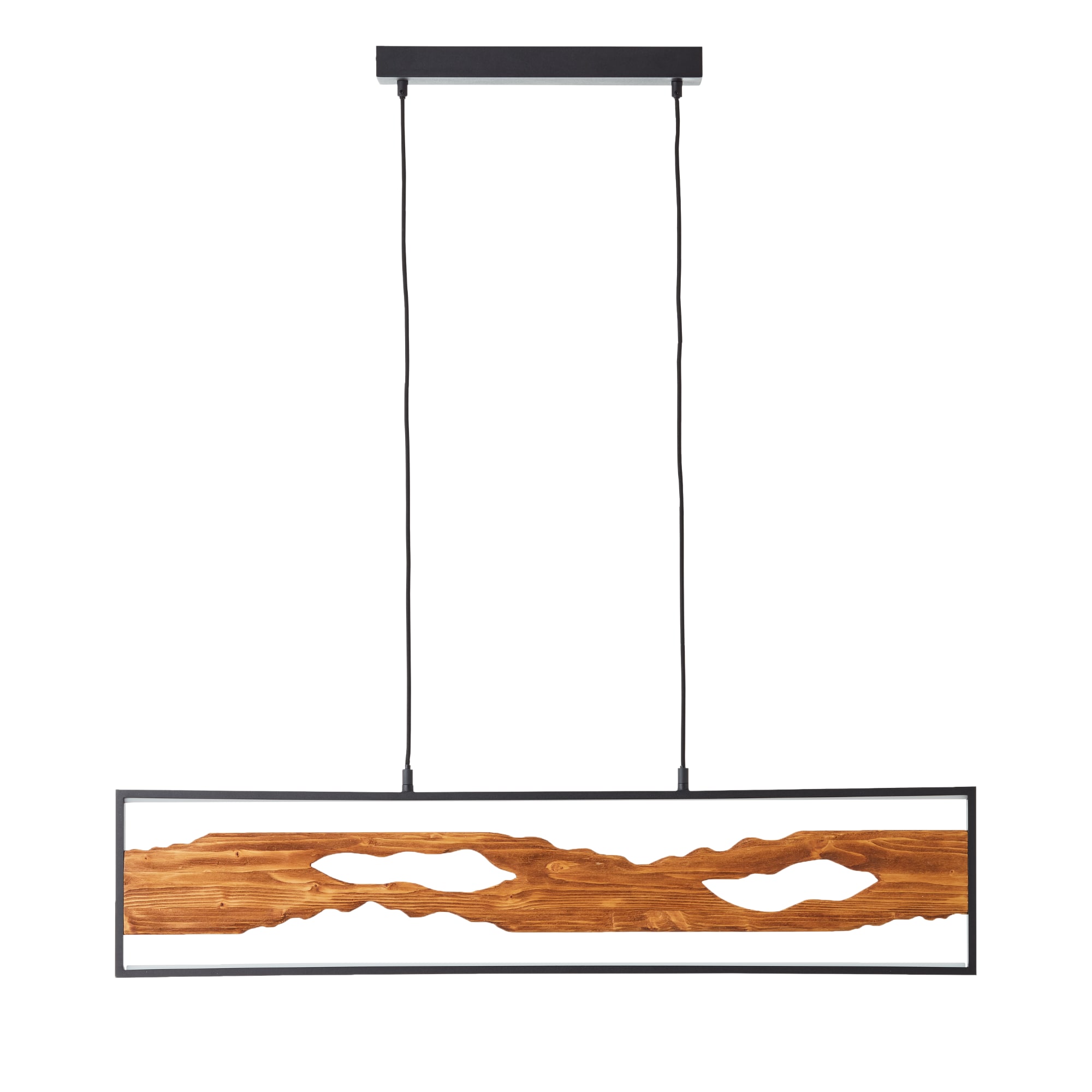 Brilliant LED Pendelleuchte 100cm Schwarz/Holz, Aluminium/Metall/Holz Pendelleuchte LED Holz, Deckenlampe LED Pendelleuchte Holz Pendelleuchte Esstisch, Lampe Holz Wohnzimmerlampe LED Adjustable Lamp 
