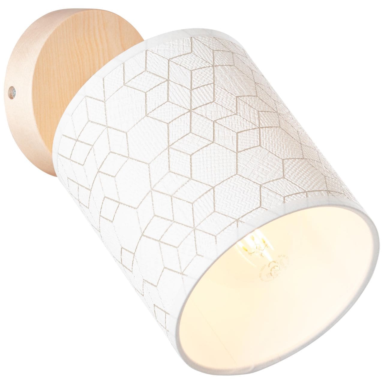 BRILLIANT Galance Wandspot holz hell/wei&szlig; Innenleuchten,Strahler,-Wand | 1x A60, E27, 40W, geeignet f&uuml;r Normallampen (nicht enthalten) | Edler Strukturschirm aus echter Vinyl-Tapete 