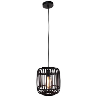 BRILLIANT Woodrow Pendelleuchte 1flg 21cm holz dunkel/schwarz Innenleuchten,Pendelleuchten | 1x A60, E27, 60W, geeignet für Normallampen (nicht enthalten) | Kabel kürzbar 