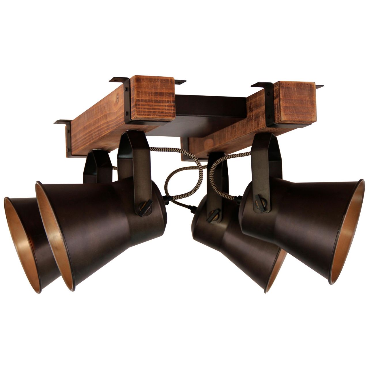 BRILLIANT Decca Spotplatte 4flg schwarz stahl Innenleuchten,Strahler,-Rondell | 4x A60, E27, 10W, geeignet f&uuml;r Normallampen (nicht enthalten) | K&ouml;pfe schwenkbar 