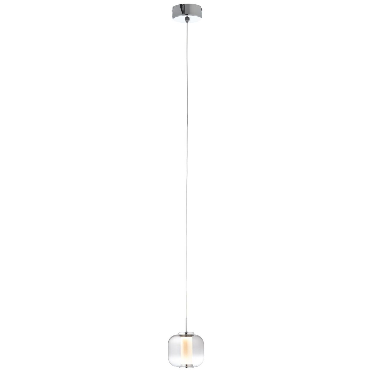 BRILLIANT Rafa LED Pendelleuchte 1flg chrom/rauchglas Innenleuchten,Pendelleuchten | 1x 7W LED integriert, (Lichtstrom: 437lm, Lichtfarbe: 3000K) | In der H&ouml;he einstellbar / Kabel k&uuml;rzbar 