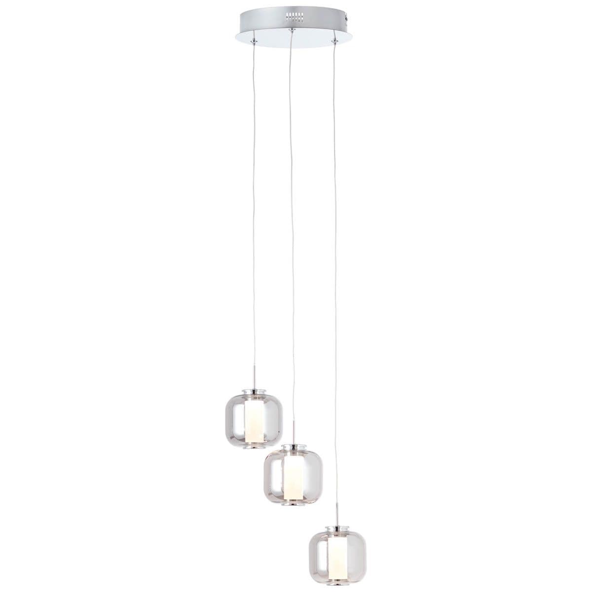 BRILLIANT Rafa LED Pendelleuchte 3flg Rondell chrom/rauchglas Innenleuchten,Pendelleuchten,-Rondell | 3x 5.67W LED integriert, (Lichtstrom: 528lm, Lichtfarbe: 3000K) | In der H&ouml;he einstellbar / Kabel 