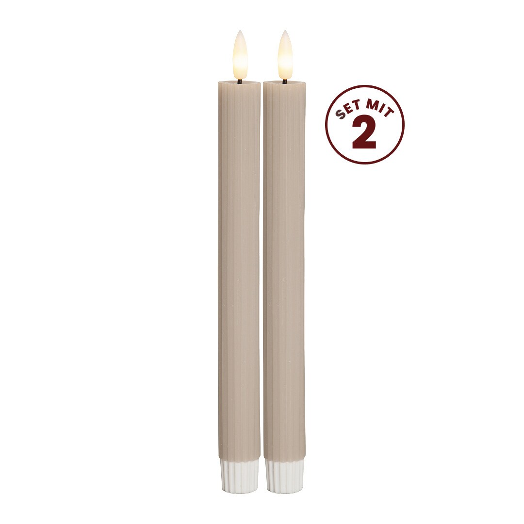 Star LED Kerzen Set (2 St&uuml;ck) - Stabkerzen aus Echtwachs mit flackernder Flamme, warmwei&szlig;em Licht, Timer-Funktion, batteriebetrieben (Batterien Nicht Ink.) - f&uuml;r den Innenbereich 