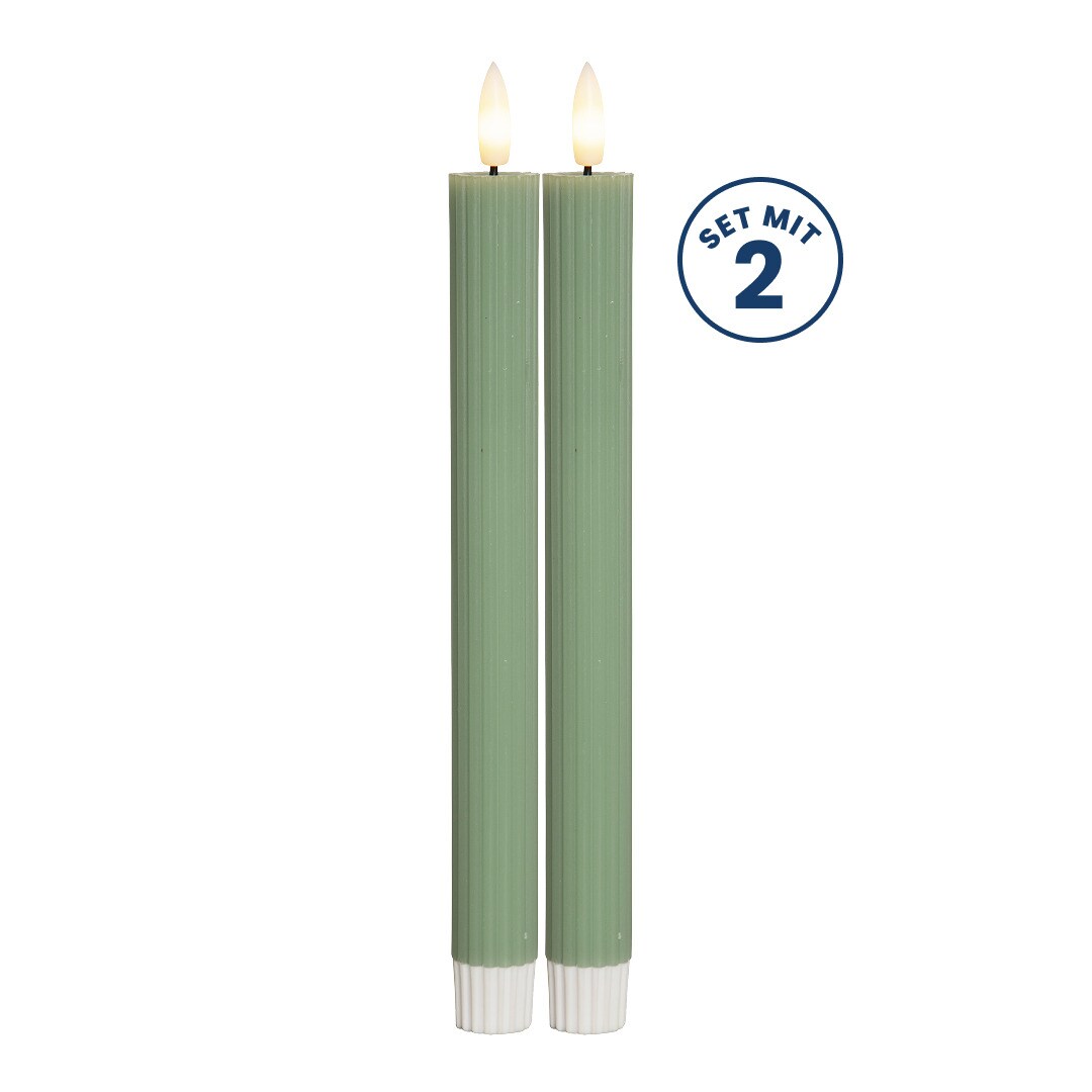 Star LED Kerzen Set (2 St&uuml;ck) - Stabkerzen aus Echtwachs mit flackernder Flamme, warmwei&szlig;em Licht, Timer-Funktion, batteriebetrieben (Batterien Nicht Ink.) - f&uuml;r den Innenbereich 
