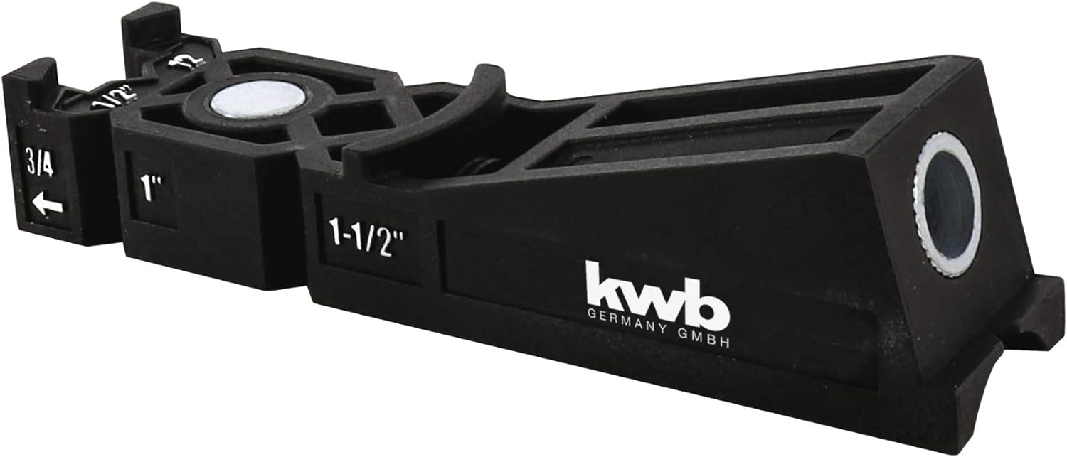kwb Taschenloch-Bohrschablone/Bohrlehre inkl. 9 mm Bohrer, Tiefenstop und TX-20 Bit 150 mm, 122 - 38 brettst&auml;rken 
