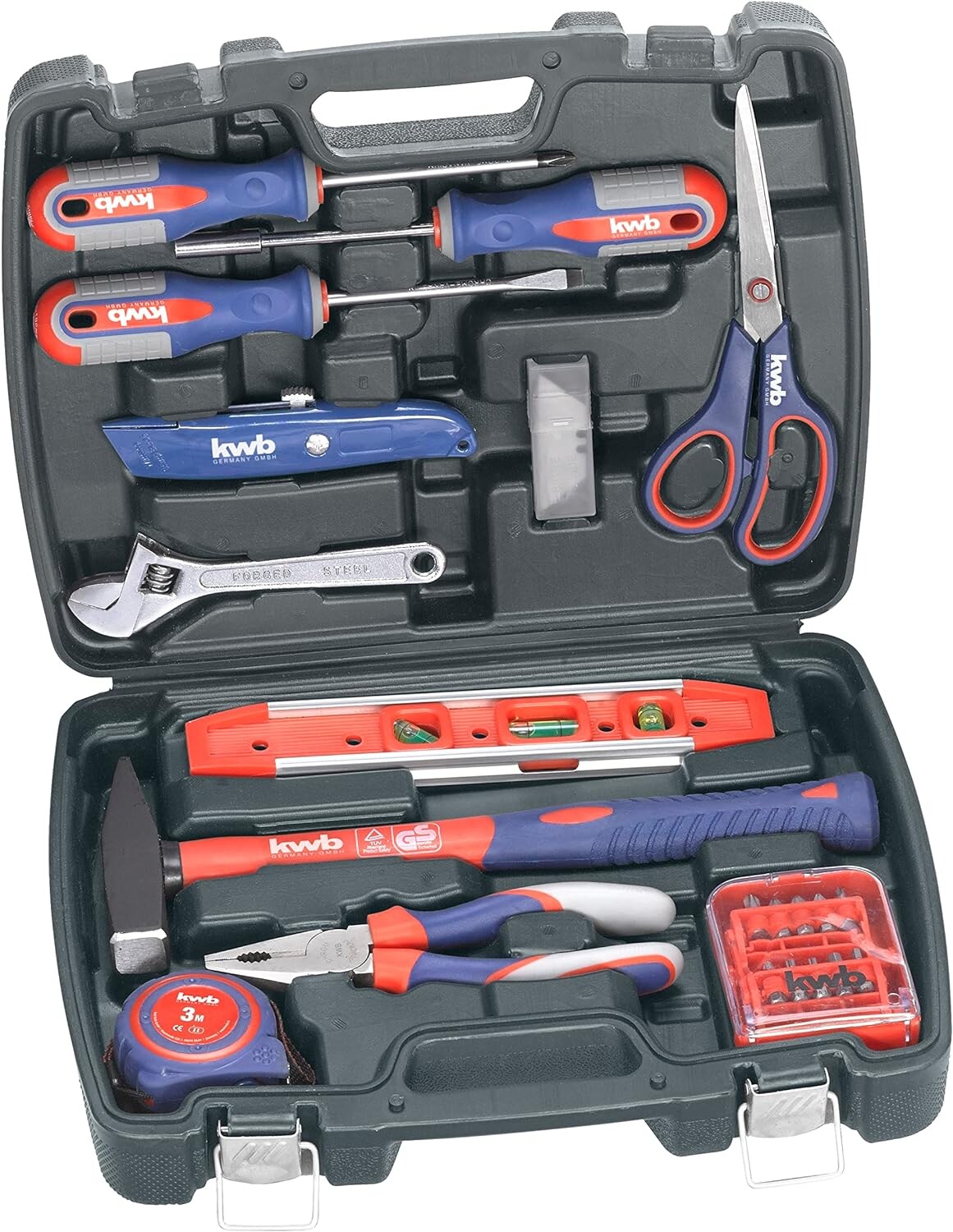 Werkzeugkoffer aus robustem Hartkunststoff inkl. 40-tlg. hochwertigem Werkzeug-Set als perfekte Grundausstattung für den Haushalt, die Werkstatt oder den mobilen Einsatz