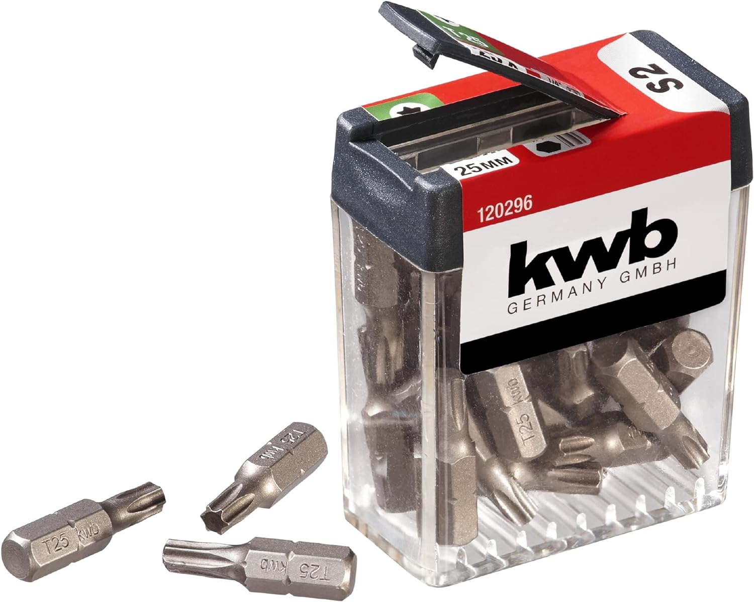 KWB Bitspender Box - 25-teiliges T25 Bitset, 25mm L&auml;nge, 1/4" Durchmesser, Torx Aufsatz, Passend f&uuml;r alle Akku-Schrauber 