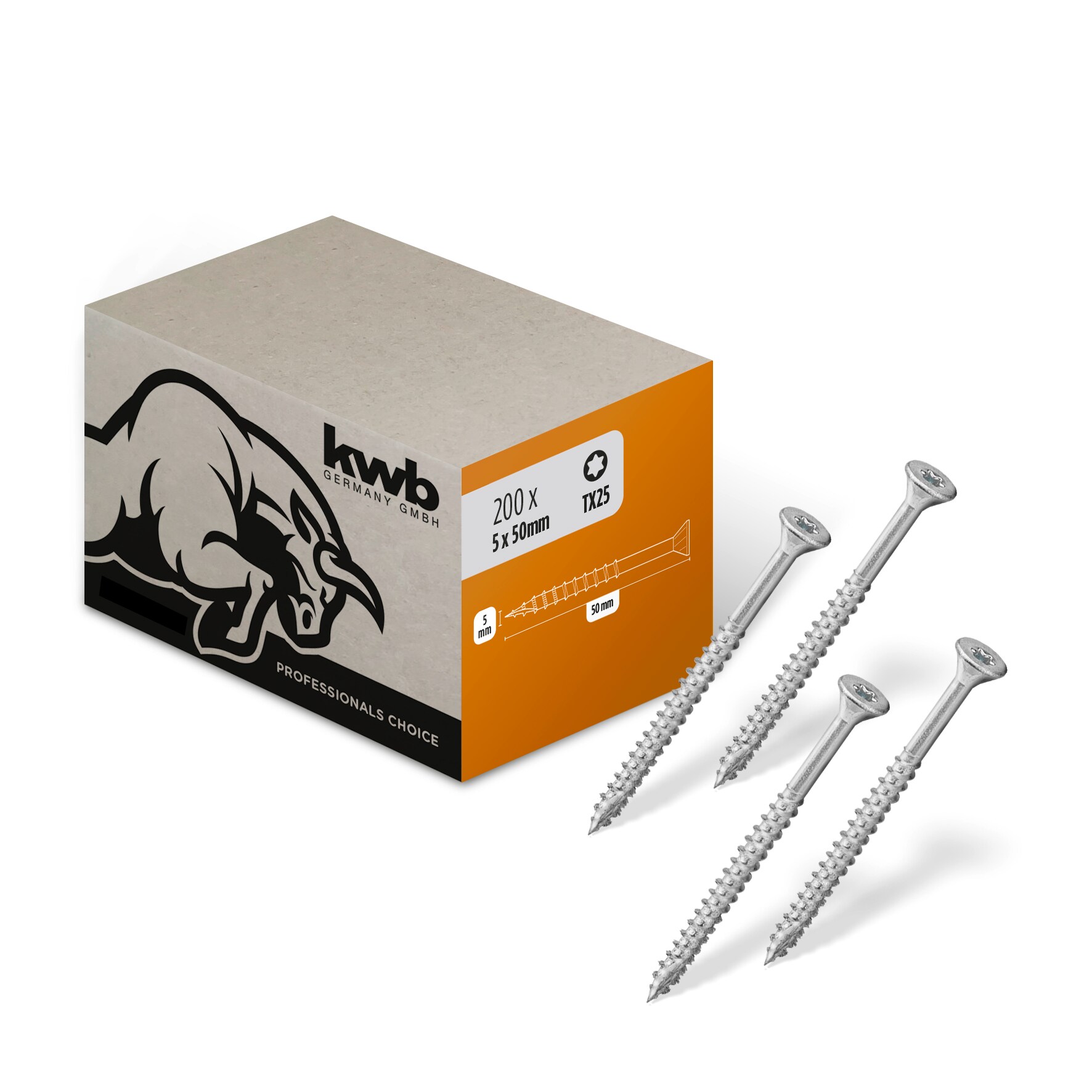 kwb Holzschraube, 200 St&uuml;ck, Holzschrauben, Spanplattenschrauben, Schrauben f&uuml;r Holz, Teilgewinde, Cr3-Beschichtung, Typ-17-Bohrspitze 