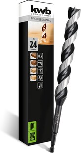 kwb 3-S Japan Schlangenbohrer ø 24 mm, 235 mm aus blankgeschliffenem CV-Stahl mit superscharfem Spitzenanschliff, Zentrierspitze und E 6.3 Schaft 