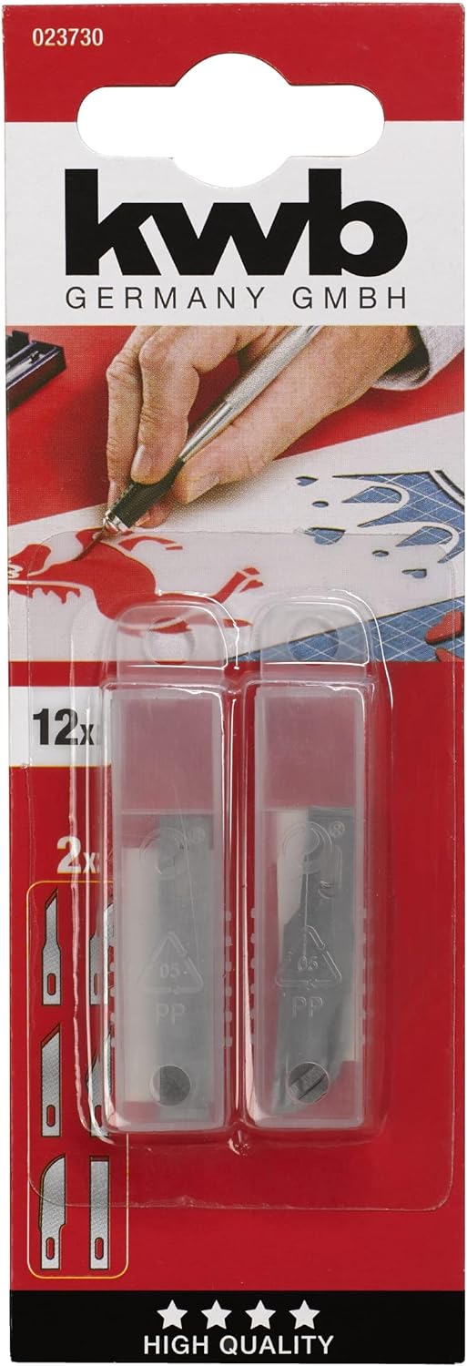 kwb Ersatzklingen f&uuml;r Bastelmesser 23730 (12 St&uuml;ck, f&uuml;r Artikel 14920 Extrem Scharf, Edelstahl) 
