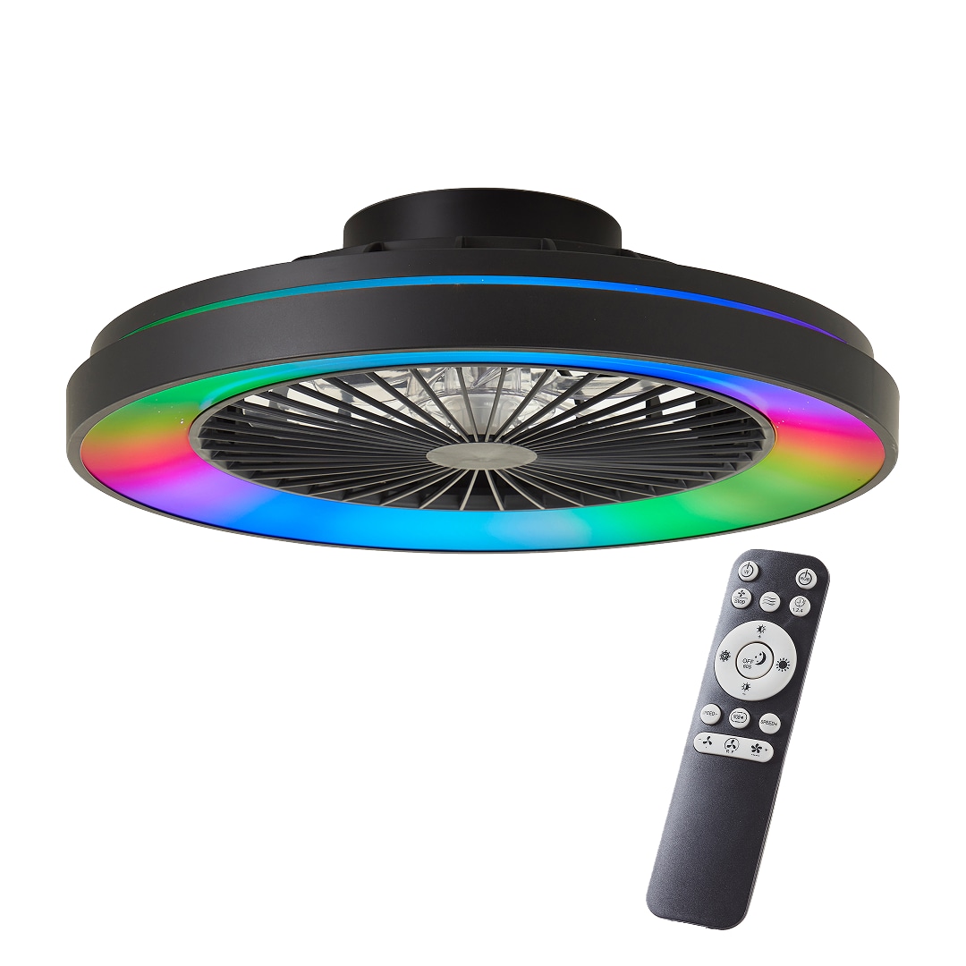 Brilliant LED-Deckenleuchte mit Ventilator, 48,5 cm - Schwarz, Metall & Kunststoff, RGB & CCT-Technologie, Dimmbar, inklusive Fernbedienung 