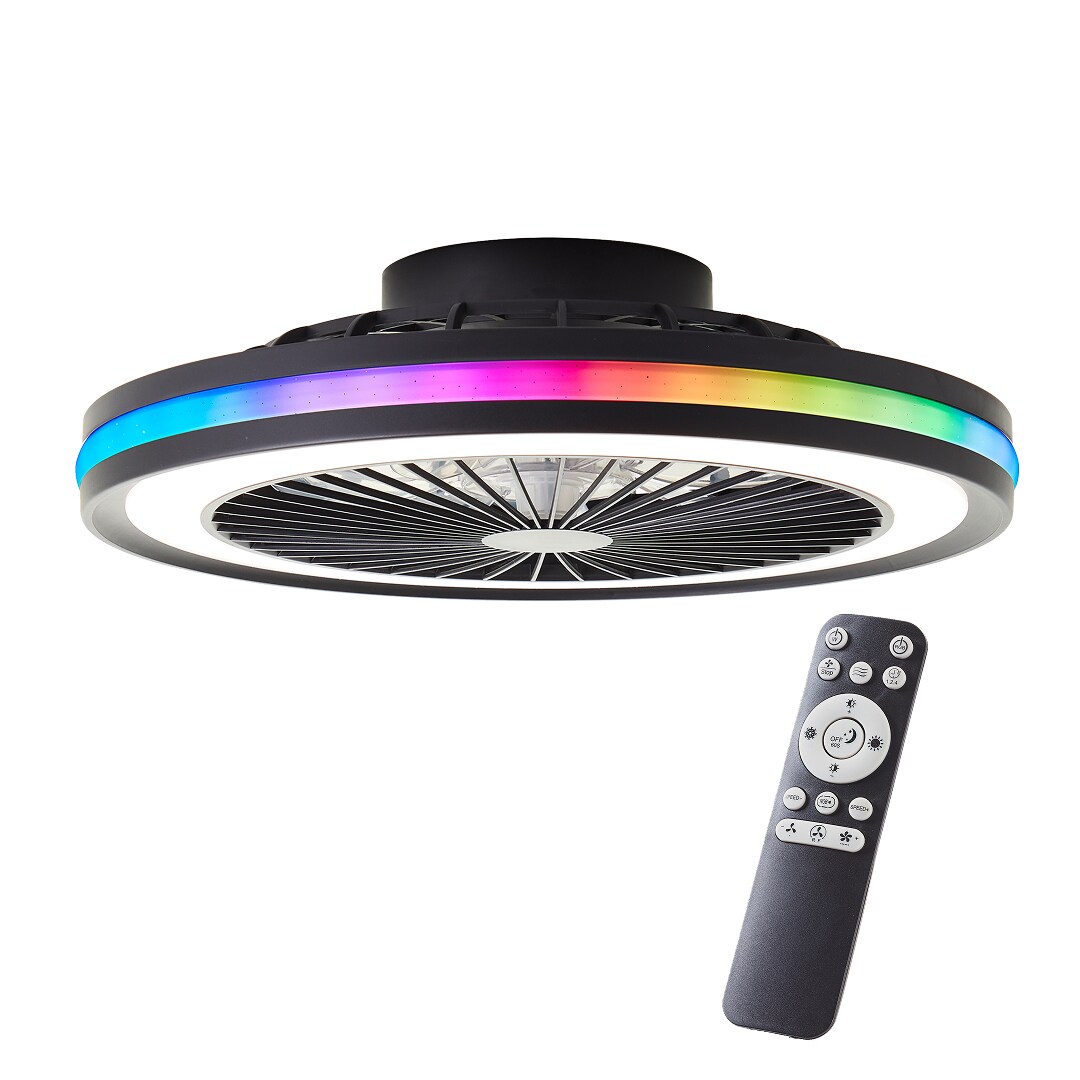 Brilliant LED-Deckenlampe mit Ventilator - 46 , 5 cm , Schwarz , Metall & Kunststoff , Dimmbar , RGB & CCT-Farbsteuerung , mit Fernbedienung