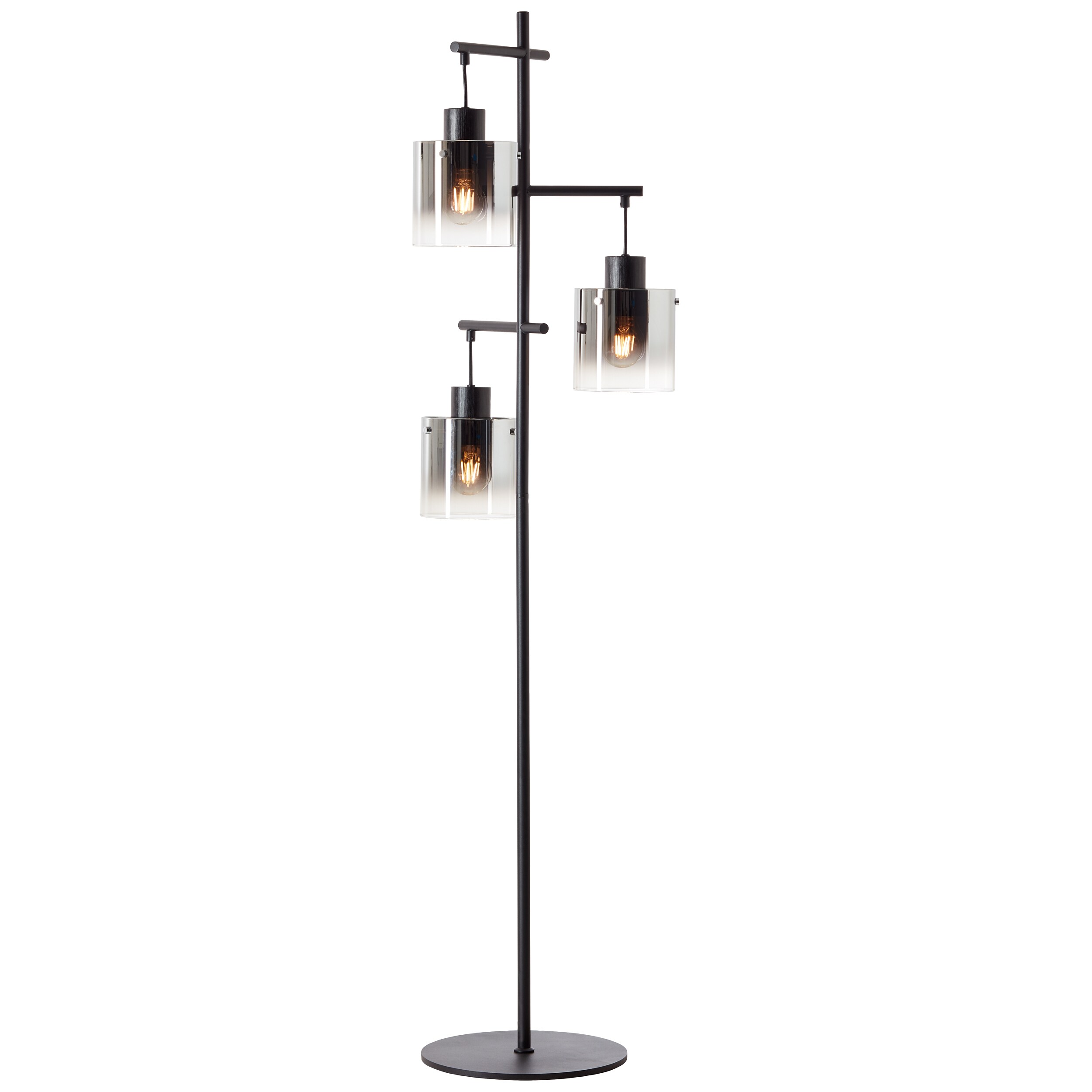 Brilliant Lampe Simonis Standleuchte 3flg schwarz/rauchglas Aluminium/Metall schwarz 3x A60, E27, 52 W 