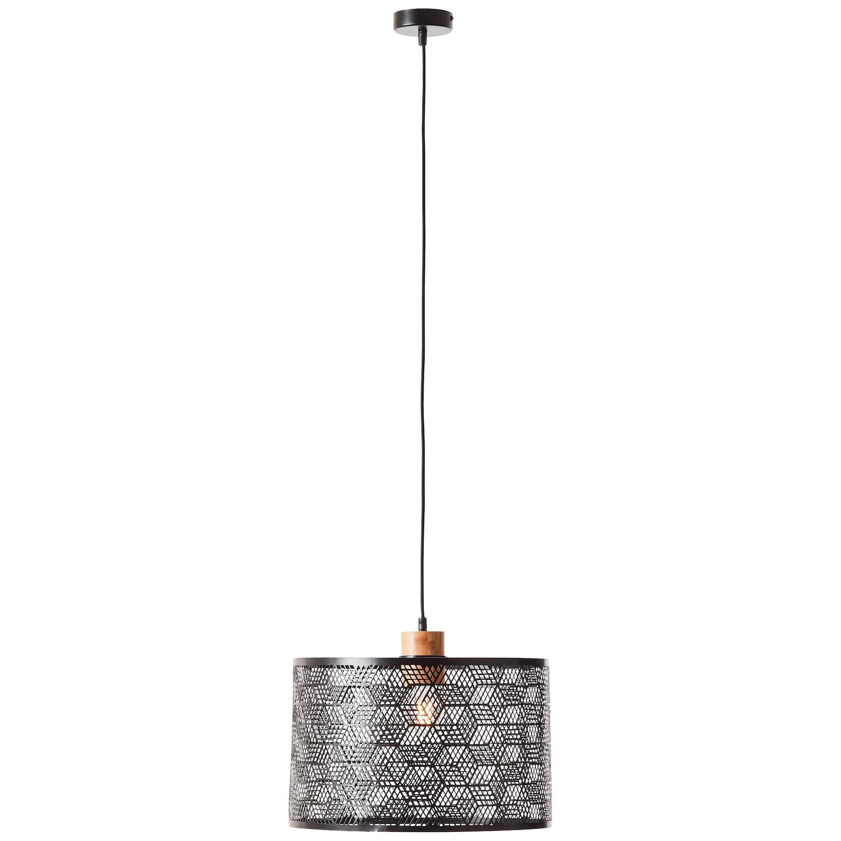 Brilliant Lampe Santy Pendelleuchte 1flg schwarz/natur Kunststoff schwarz 1x A60 , E27 , 52 W