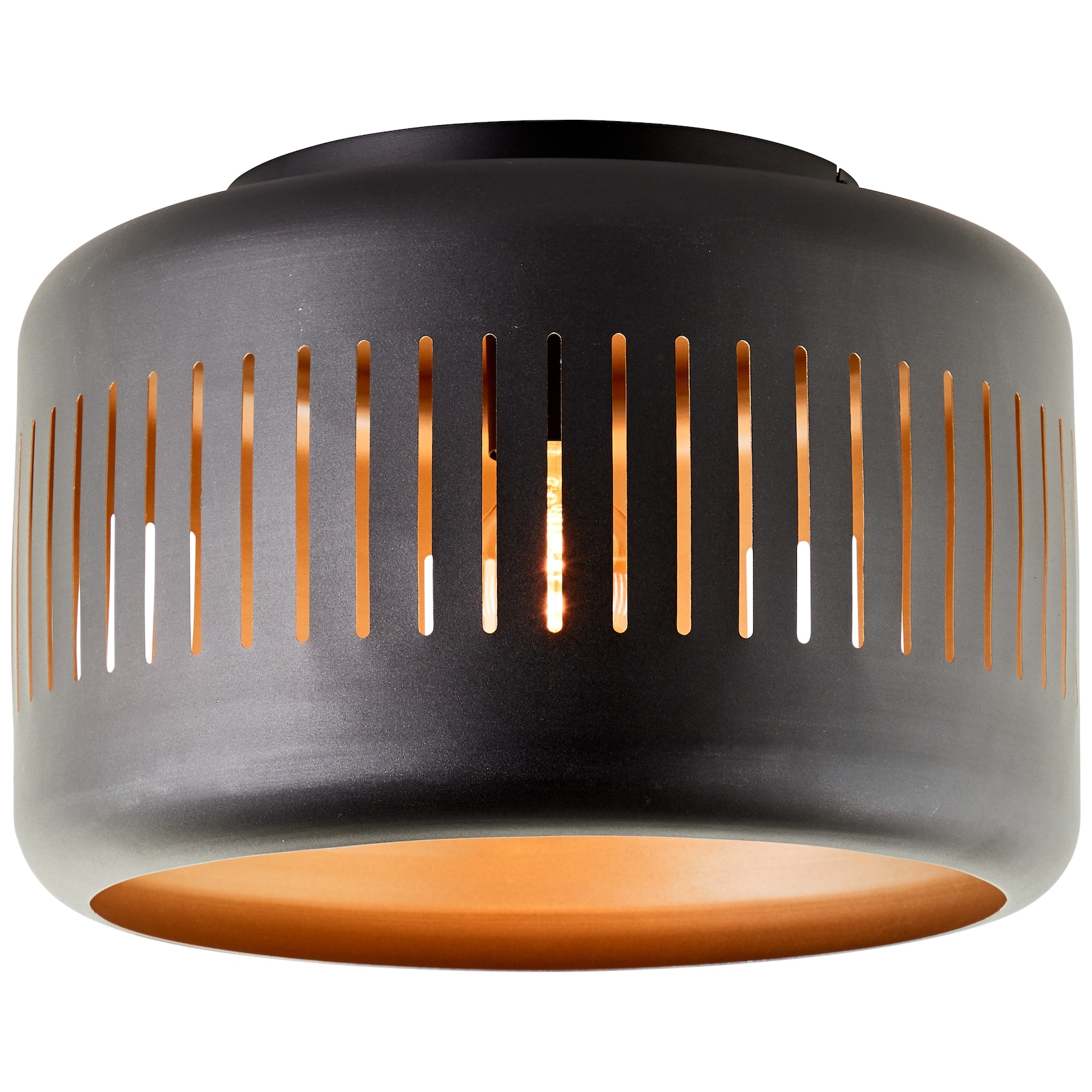 Brilliant Lampe Tyas Deckenleuchte 38cm schwarz/gold Metall/Bambus schwarz 1x A60 , E27 , 60 W
