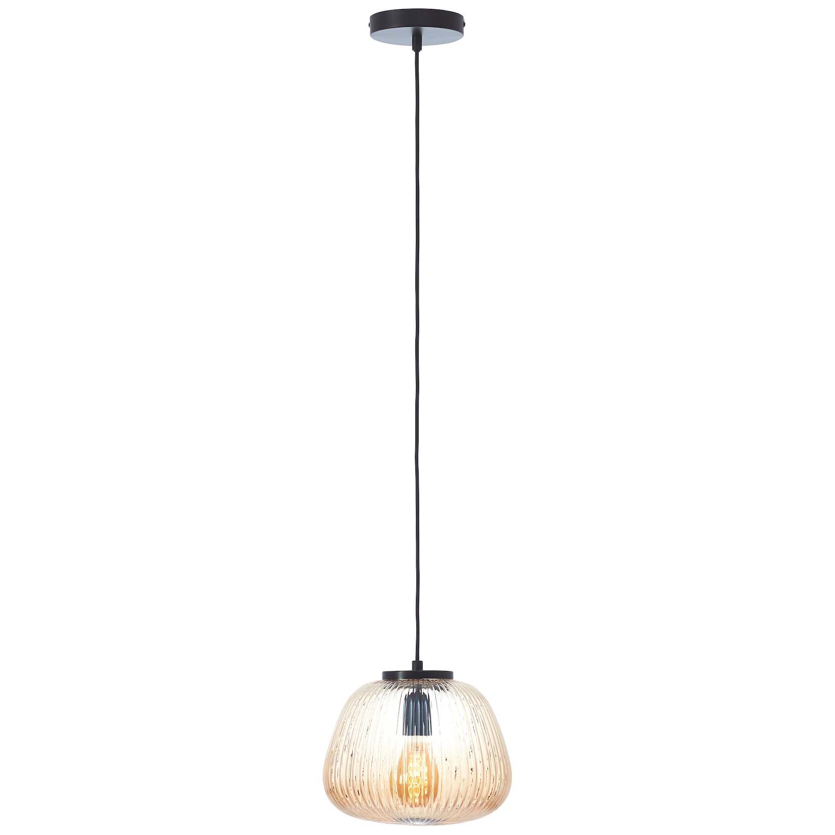 Brilliant Lampe Kaizen Pendelleuchte 25cm amber-bernstein/schwarz matt Metall/Kunststoff braun 1x A60 , E27 , 40 W