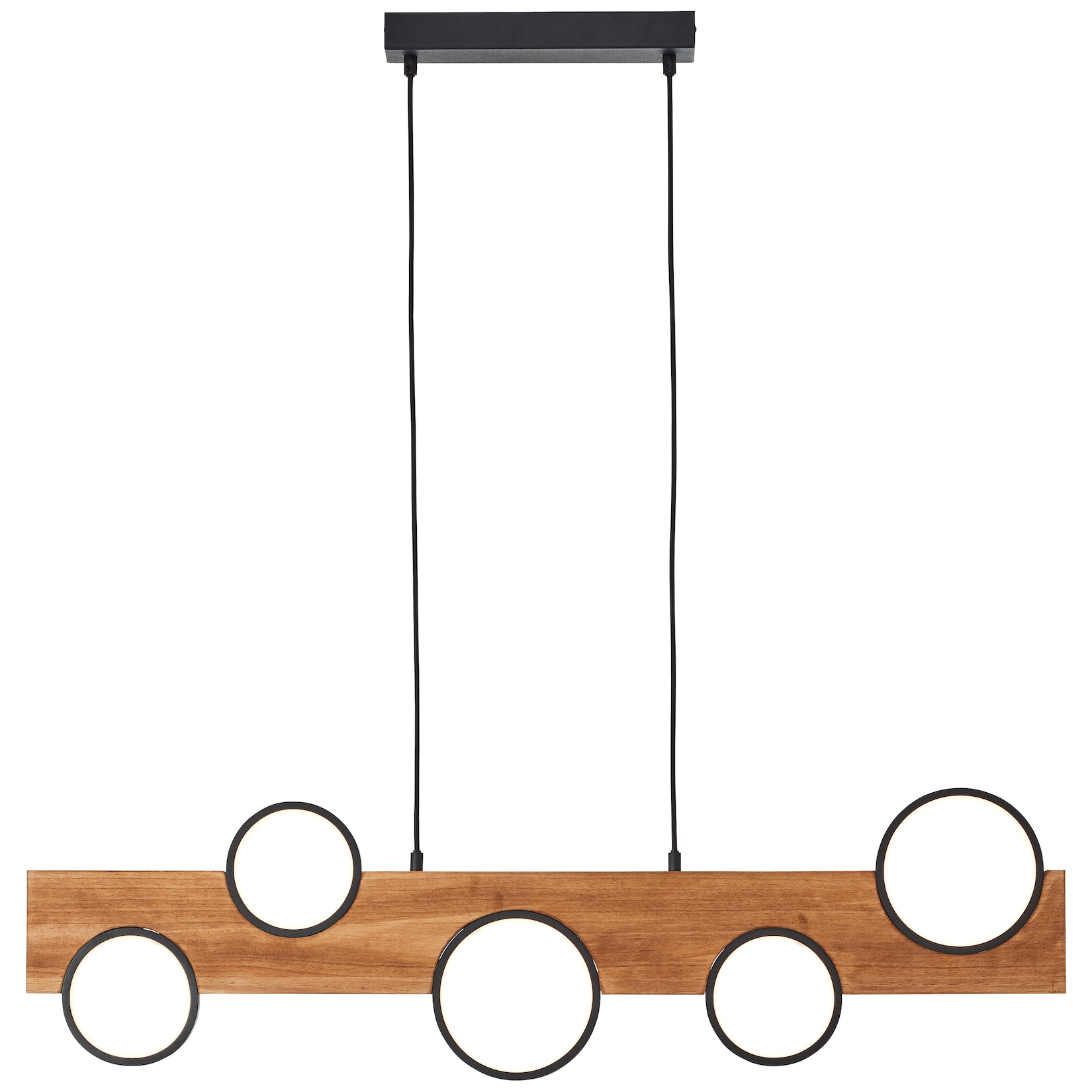 Brilliant Lampe Cheesy LED Pendelleuchte 100cm matt schwarz/holz Metall/Glas braun 34 W LED integriert