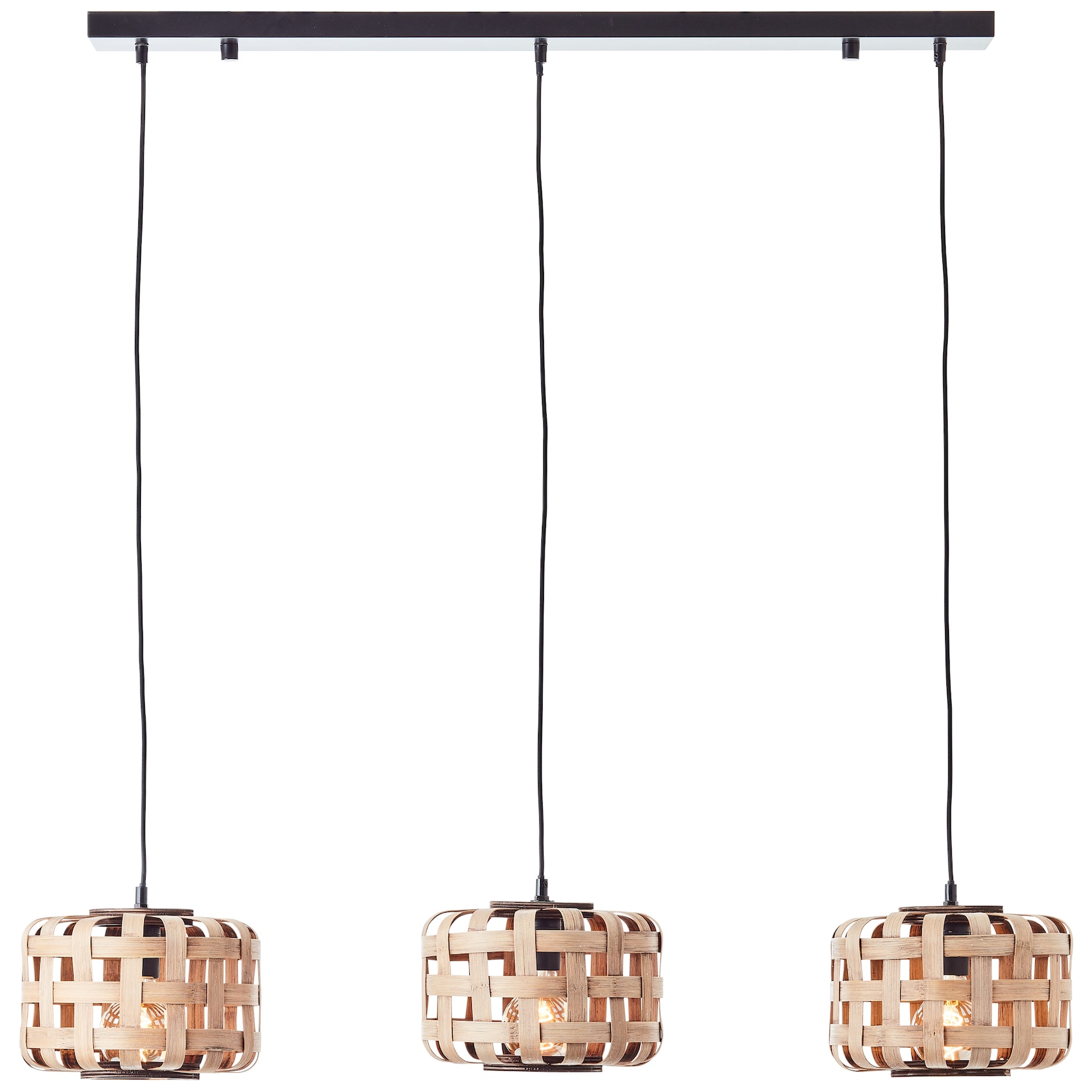 Brilliant Lampe Woodline Pendelleuchte 3flg bambus Metall/Glas braun 3x A60 , E27 , 60 W