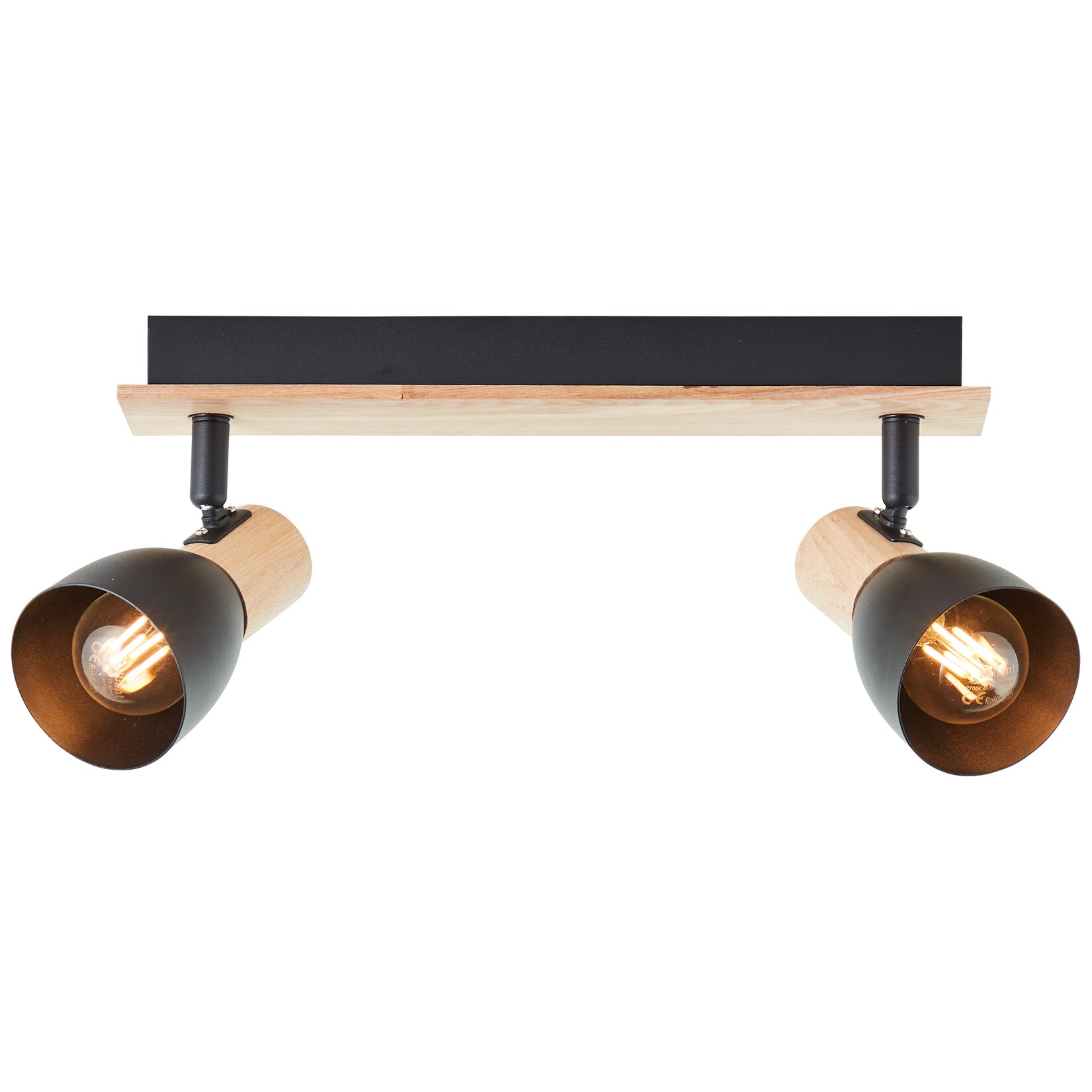 Brilliant Lampe Daintree Spotbalken 2-flammig holz/schwarz Aluminium braun 2x D45 , E14 , 28 W
