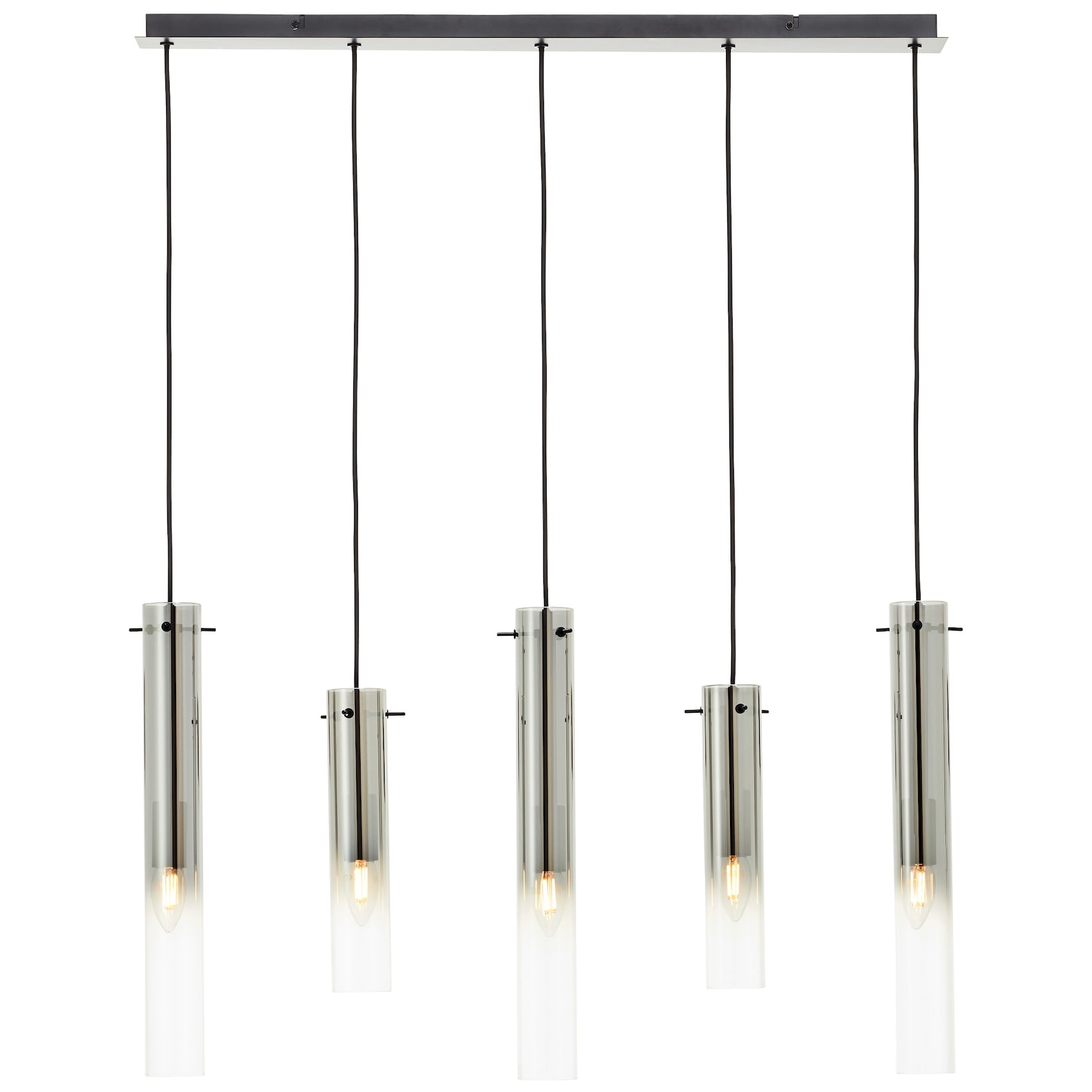 Brilliant Lampe Glasini Pendelleuchte 5flg schwarz matt/rauchglas Metall/Glas schwarz 5x C35 , E14 , 25 W