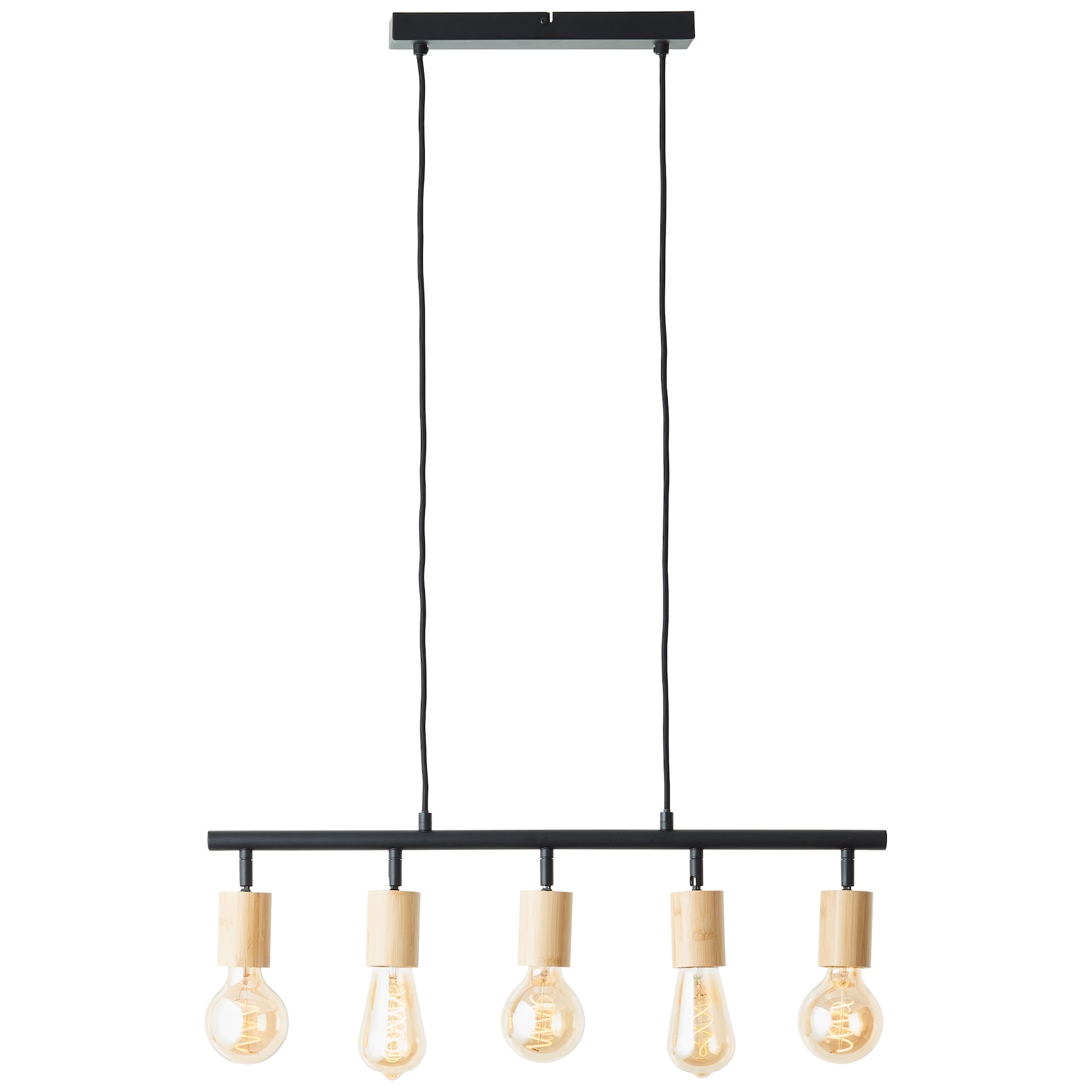Brilliant Lampe Tiffany Balkenpendel 5flg schwarz matt/natur Metall/Kunststoff braun 5x A60 , E27 , 28 W