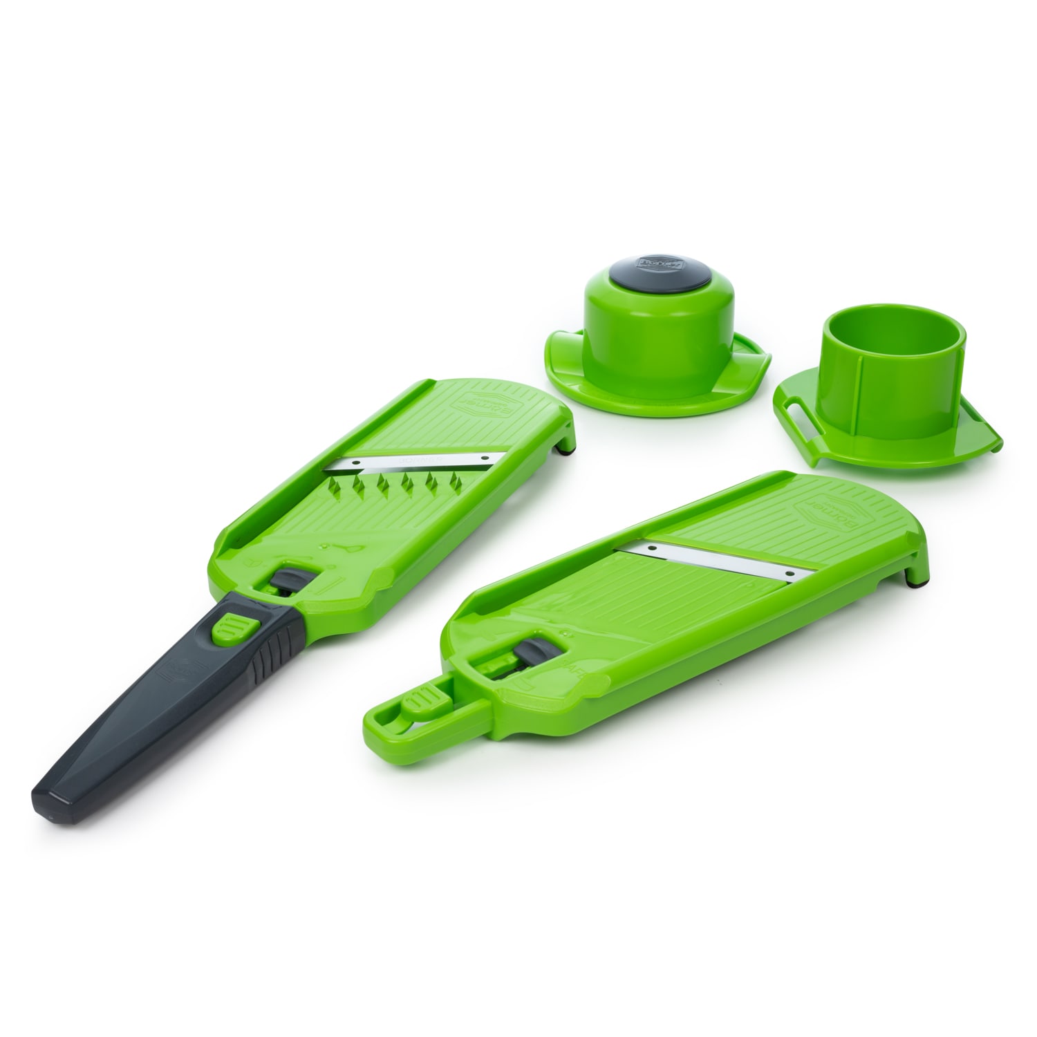 Borner Multi Dicer & Slicer vegetable grater fruit slicer mini slicer julienne slicer onion dicer thin stripes fruit and vegetable slicer green/grey