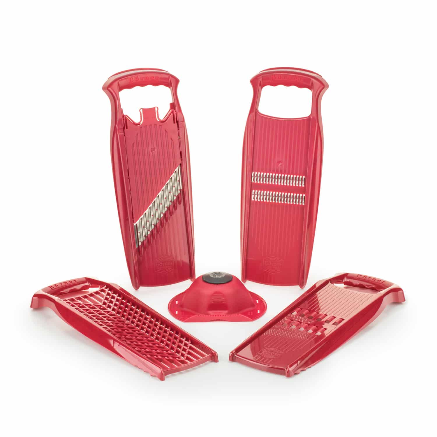 Borner Grater-Set Julienne Slicer, Crincle, Wave-Waffle Cuter, Cheese Grater 