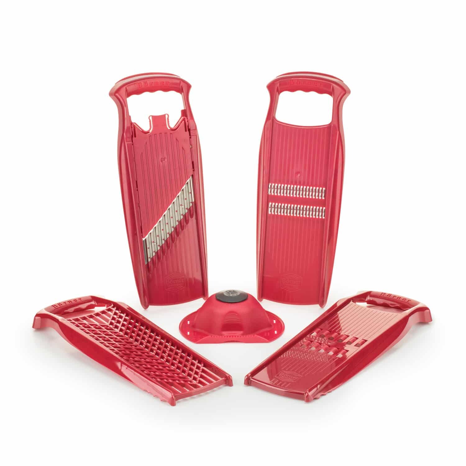 Borner Grater-Set Julienne Slicer, Crincle, Wave-Waffle Cuter, Cheese Grater