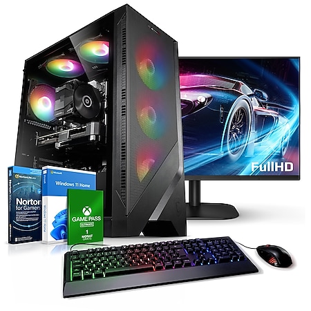 PC Set mit TFT Online Gamer AMD Ryzen 5 4600G, 16GB RAM, AMD Radeon, 1TB SSD, Windows 11 